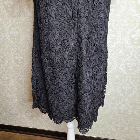 Asos Black Floral Crochet Overlay Dress Size 6 - Picture 14 of 14